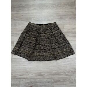 Petit Gateau Womens XL Metallic‎ Chevron Mini Skirt Black Gold Silver